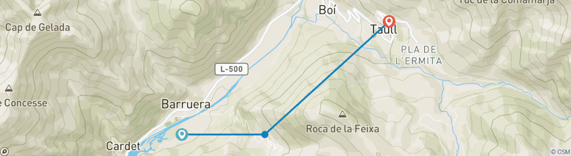 Image d'une carte montrant l'itinéraire du circuit