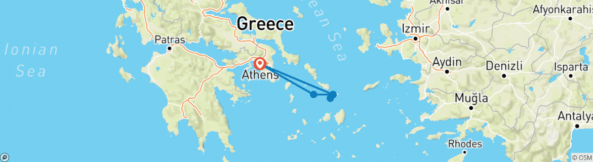 Map of Athens, Mykonos & Syros with 2 Guided Tours -