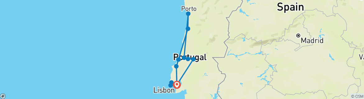 Foto van een kaart met de route van de rondreis