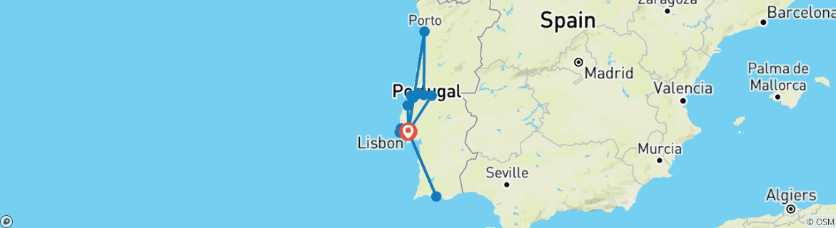 Map of Portugal North to South