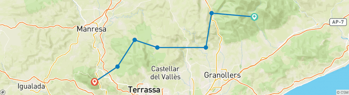 Image d'une carte montrant l'itinéraire du circuit