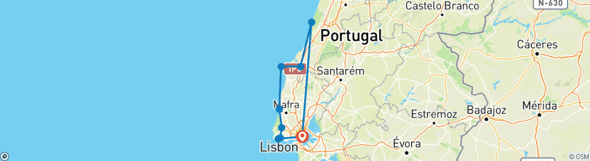 Karte mit der Reiseroute