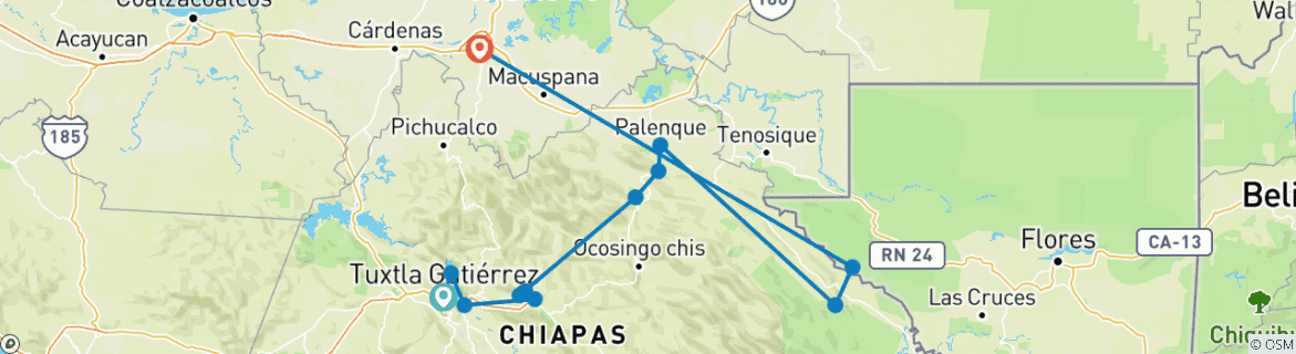 Map of Discover the Most Spectacular Sites of the Eden of Chiapas