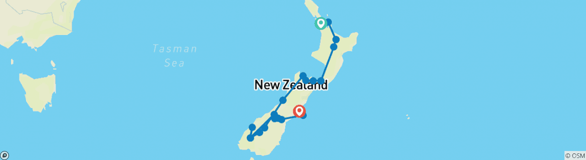 Karte mit der Reiseroute