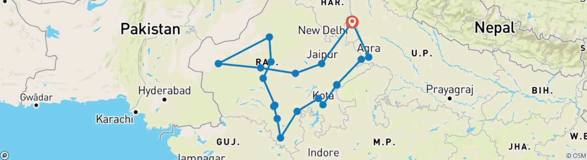 Map of North India Family Holiday