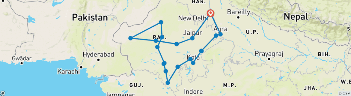 Map of North India Family Holiday