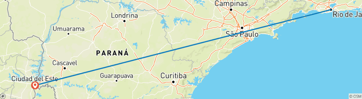 Map of Río de Janeiro and Iguazú Waterfalls