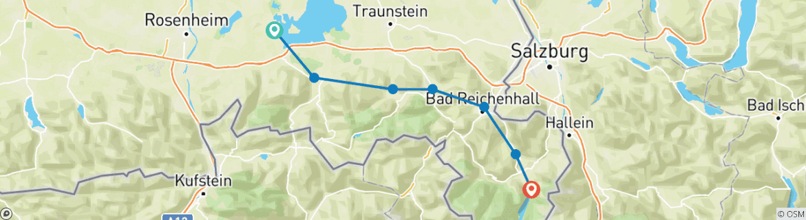 Map of Salzalpensteig With Luggage Transfer 9 Days