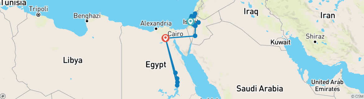 Image d'une carte montrant l'itinéraire du circuit