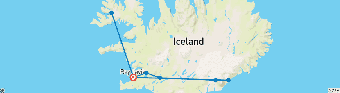 Map of Premium Iceland in Winter (8 destinations)