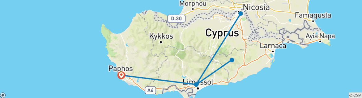 Carte du circuit Points forts de Chypre