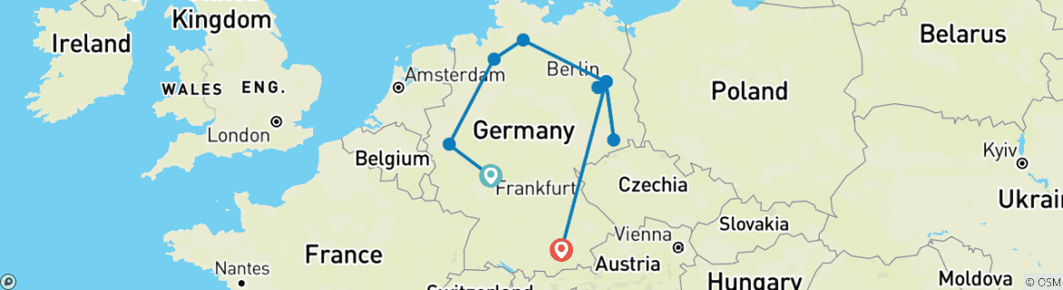 Map of BEST OF GERMANY BY TRAIN