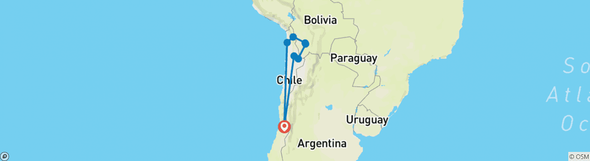 Image d'une carte montrant l'itinéraire du circuit