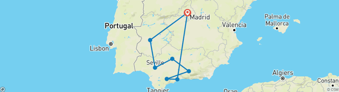 Carte du circuit Couleurs de l'Espagne charmante - 9 jours