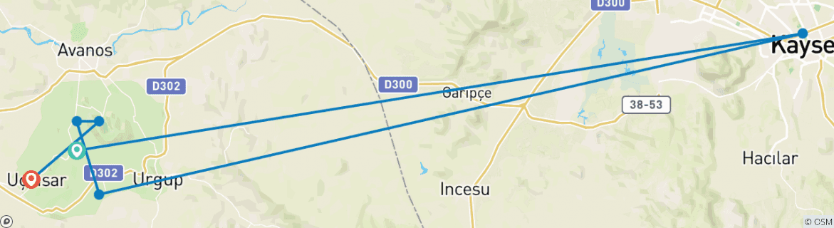 Image d'une carte montrant l'itinéraire du circuit