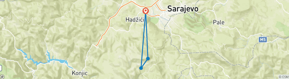 Kaart van Het beste van de Via Dinarica en Bjelasnica - 7 dagen