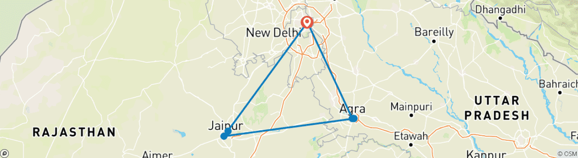 Foto van een kaart met de route van de rondreis