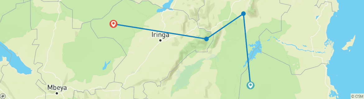 Foto van een kaart met de route van de rondreis