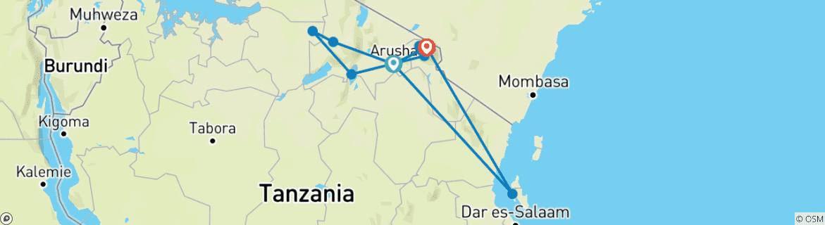 Foto van een kaart met de route van de rondreis