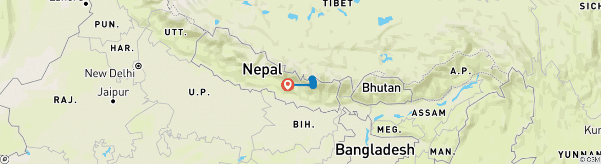 Map of Everest Panorama View Trek - 7 Days