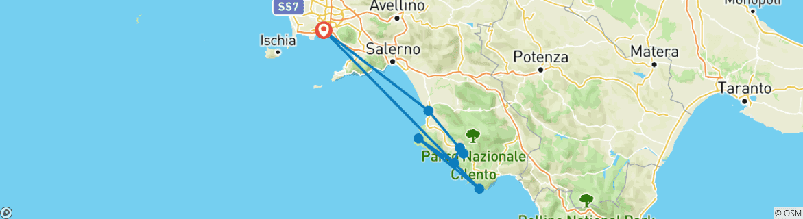 Map of Grand Tour of Cilento