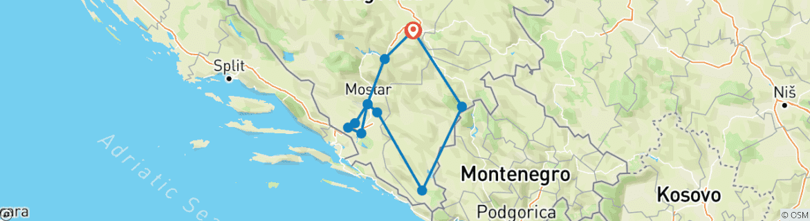 Karte mit der Reiseroute