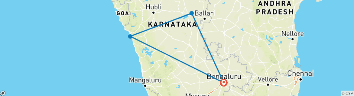 Map of Beyond Boulders: Bangalore to Hampi and Gokarna Getaway