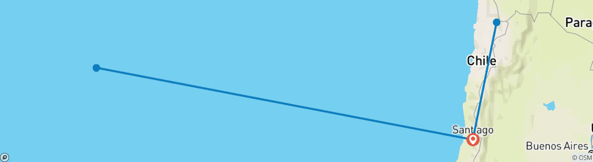 Carte du circuit Programme de luxe de 10 jours Programme tout compris et respectueux de l'environnement Les destinations les plus visitées du Chili !