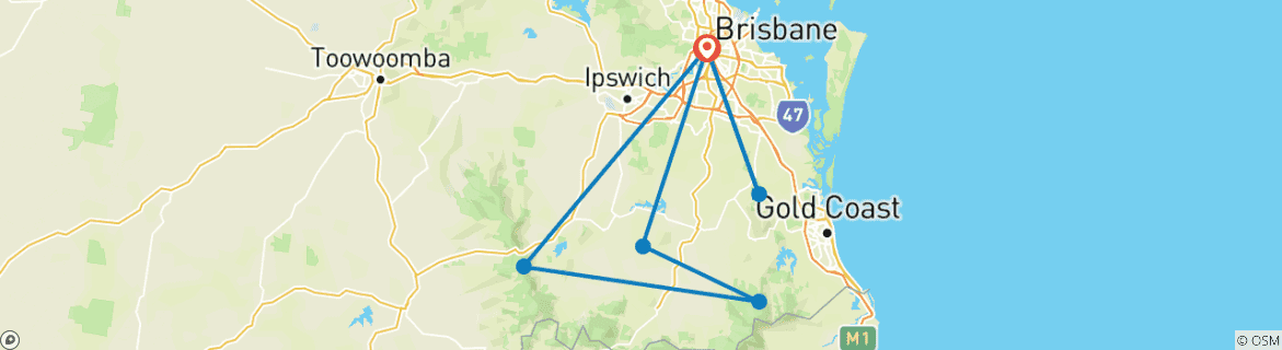 Carte du circuit Marcher sur la côte panoramique du Queensland (7 destinations)