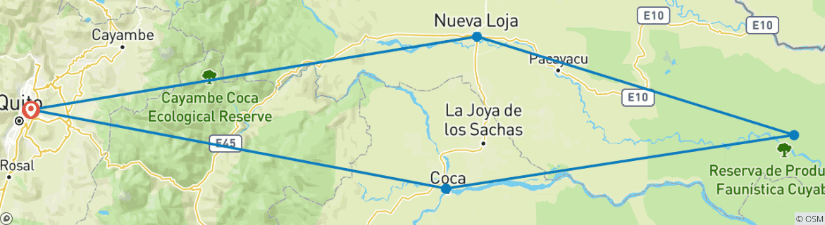 Foto van een kaart met de route van de rondreis