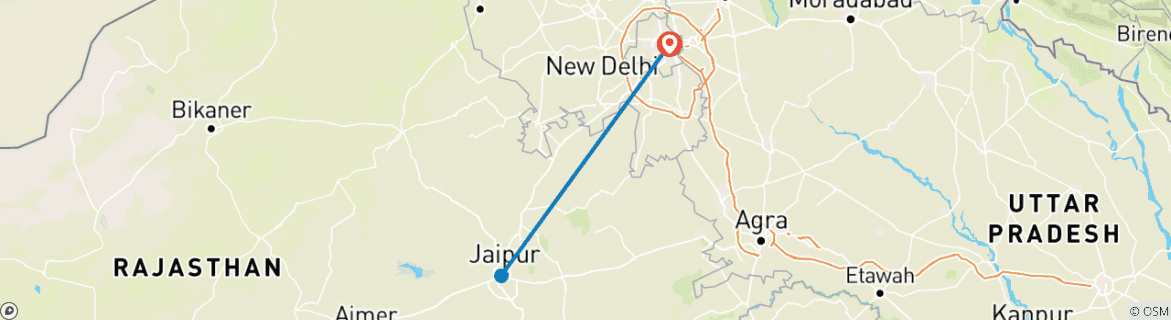 Map of Private 2 Night 3 day Pink City tour by car