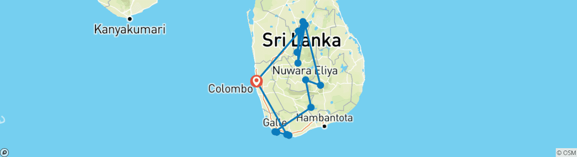 Image d'une carte montrant l'itinéraire du circuit