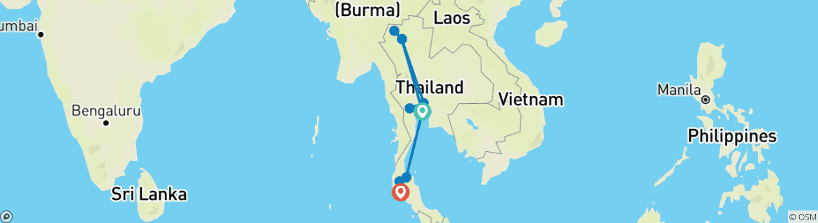 Kaart van Totaal Thailand (Klassiek, 14 Dagen)