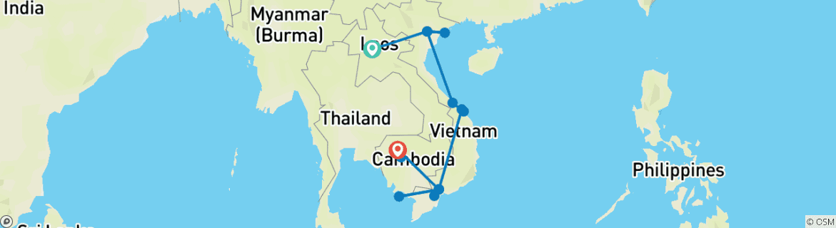 Map of Superior: Highlights of Indochina -  Bathing on the tropical island of Phu Quoc (incl. flight)