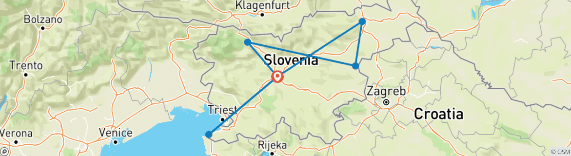 Mapa de Eslovenia - verde, activa, sana