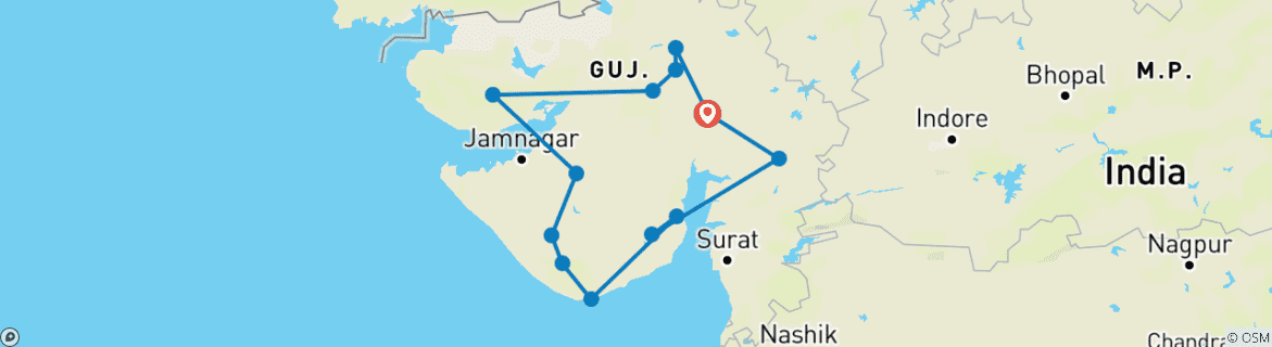 Karte mit der Reiseroute