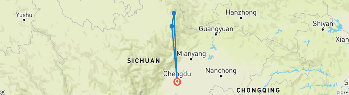 Foto van een kaart met de route van de rondreis