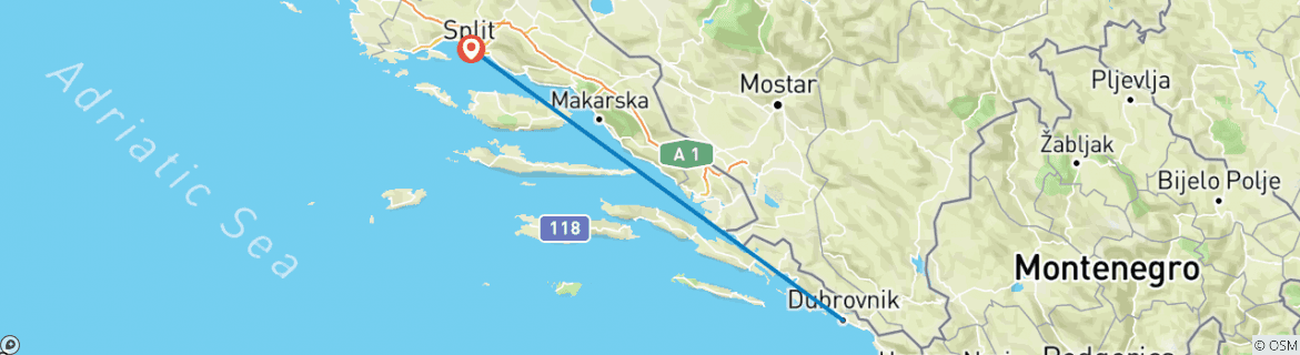 Carte du circuit Perles de Dalmatie