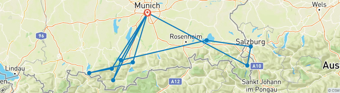 Map of Oktoberfest 10 Day Package