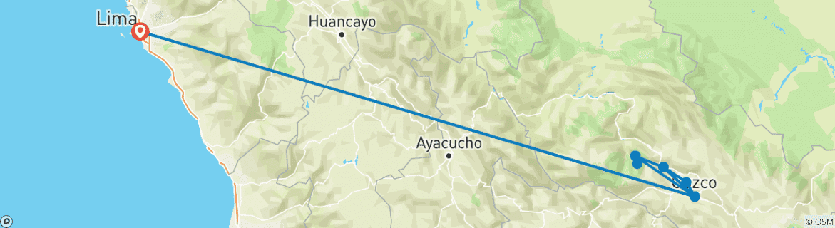 Karte mit der Reiseroute