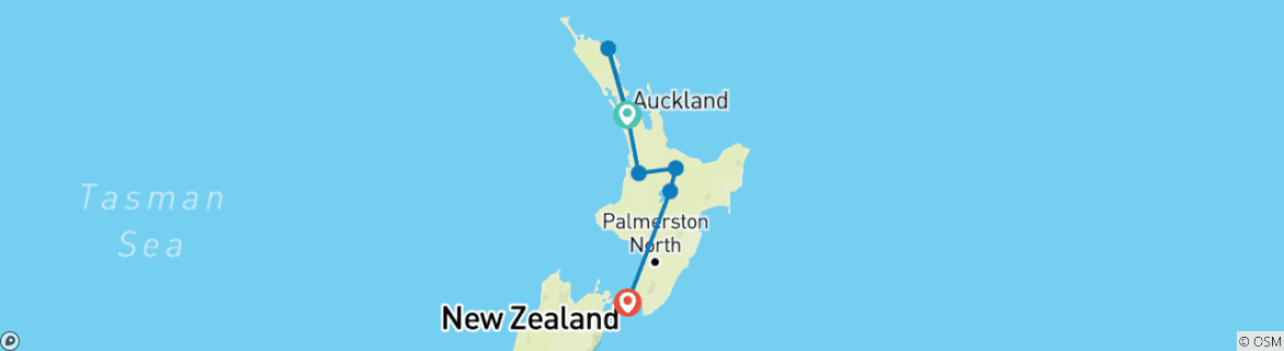 Map of Highlights in New Zealand North Island Escorted Coach Tour