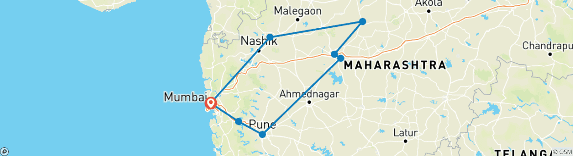 Image d'une carte montrant l'itinéraire du circuit