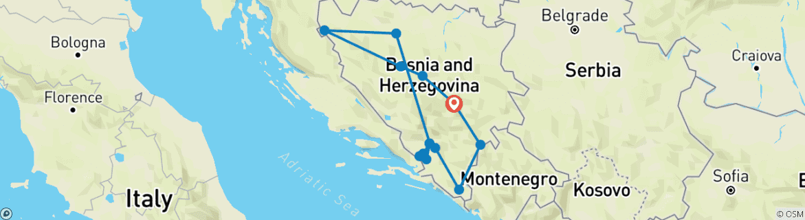 Karte mit der Reiseroute