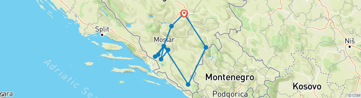 Foto van een kaart met de route van de rondreis