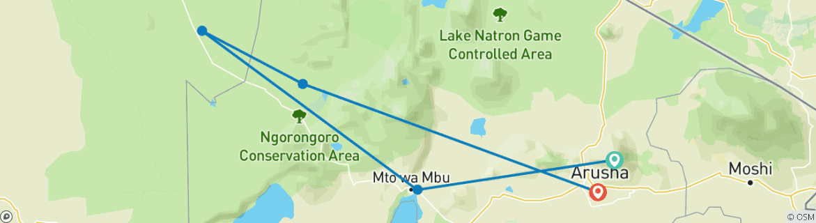 Foto van een kaart met de route van de rondreis