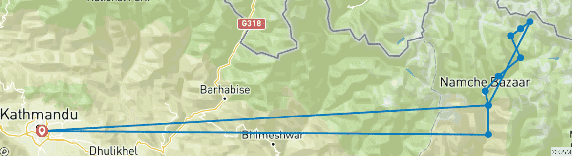 Foto van een kaart met de route van de rondreis