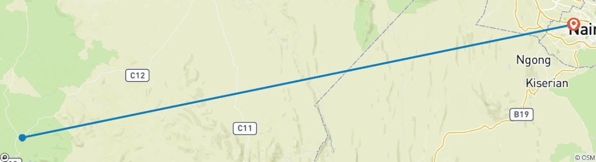 Mapa de Safari de 3 días por el Masai Mara en grupo y en jeep 4x4 Land Cruiser