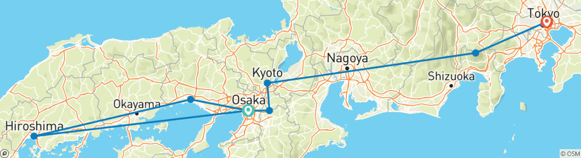Mapa de Ruta Dorada de Japón con Hiroshima 2025-2026