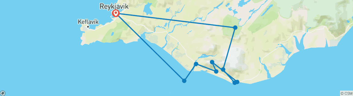 Carte du circuit Gems of South Iceland - joyaux du sud de l'Islande - 3 jours