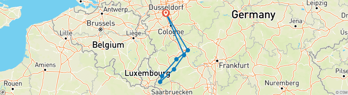 Foto van een kaart met de route van de rondreis